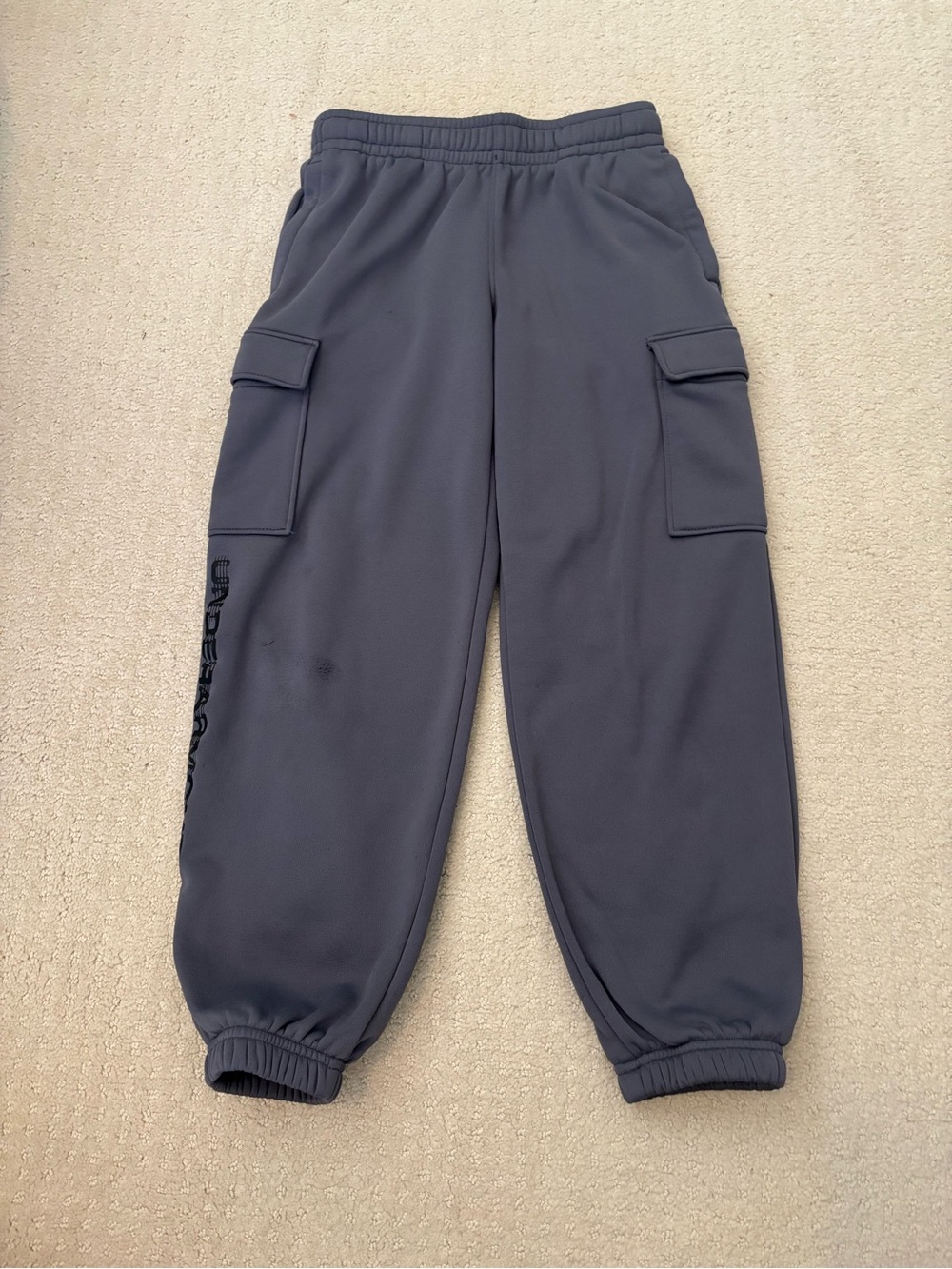 Under Armour Youth Boys Gray Loose Cargo Joggers with Pockets Size Small